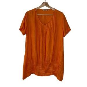 Jasmine Short Sleeve  Linen Pleated Top Size S‎